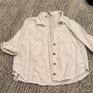 Zara White cropped Button-Up Shirt